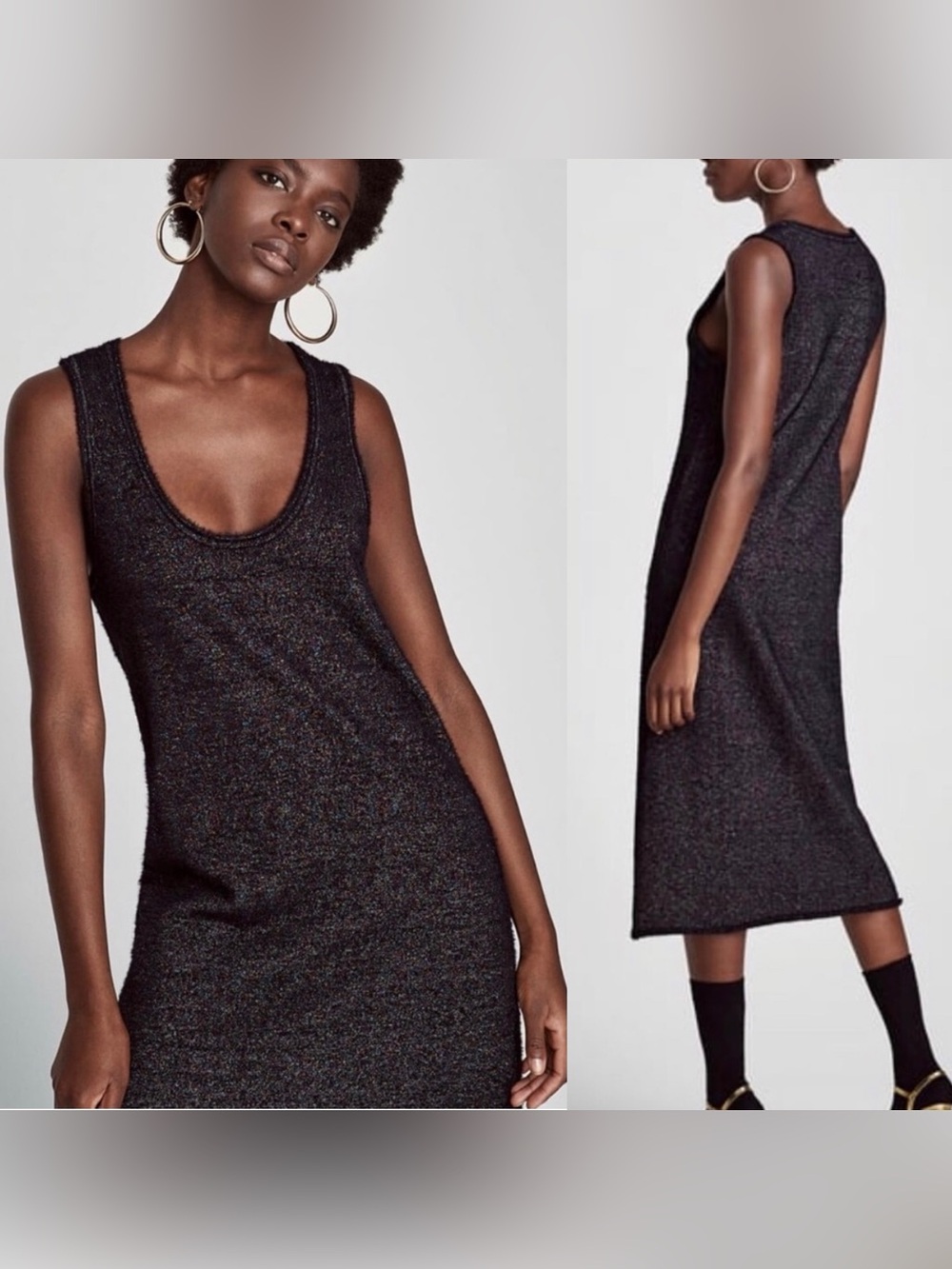 Zara Metallic Knit Tank Dress Size Small